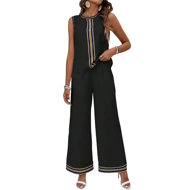 

ABRT-Женские комплекты из двух предметов, льняные комплекты, жилет без рукавов на пуговицах, широкие брюки, одинаковый комплект для отдыха