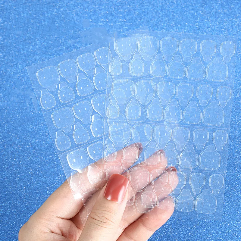 240pcs Fake False Double Side Adhesive Blue Glue Sticker Acrylic Manicure Gel Makeup Tool Sticker DIY Tips Invisible Jelly Glue