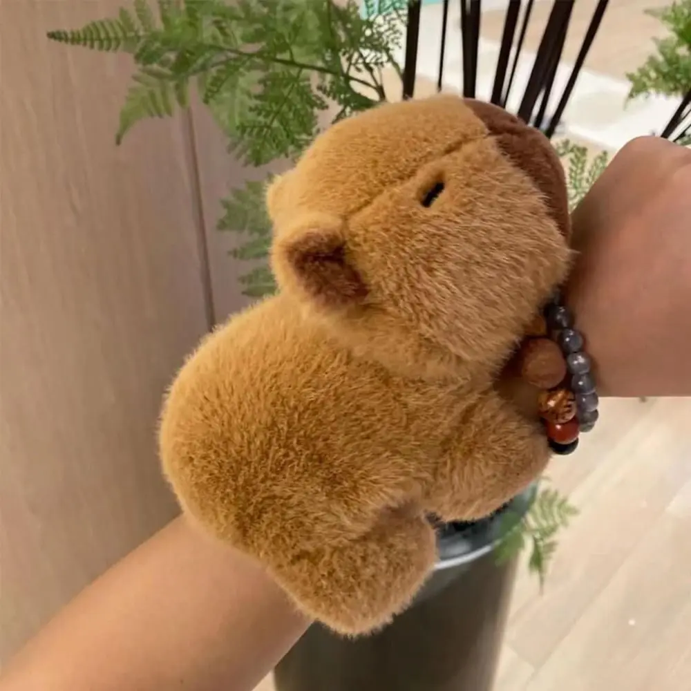 Bonitas pulseras de bofetada de capibara de peluche, muñecos de peluche de dibujos animados, pulsera de bofetada de capibara, juguete para regalo interactivo