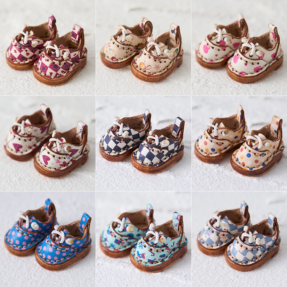 Ob11 Doll Oil Painting Pattern Shoes Handmade Cowhide Shoes Hand Hook Doll For Gsg Body9 1/12 Bjd Doll Ymy P9 P10 Doll