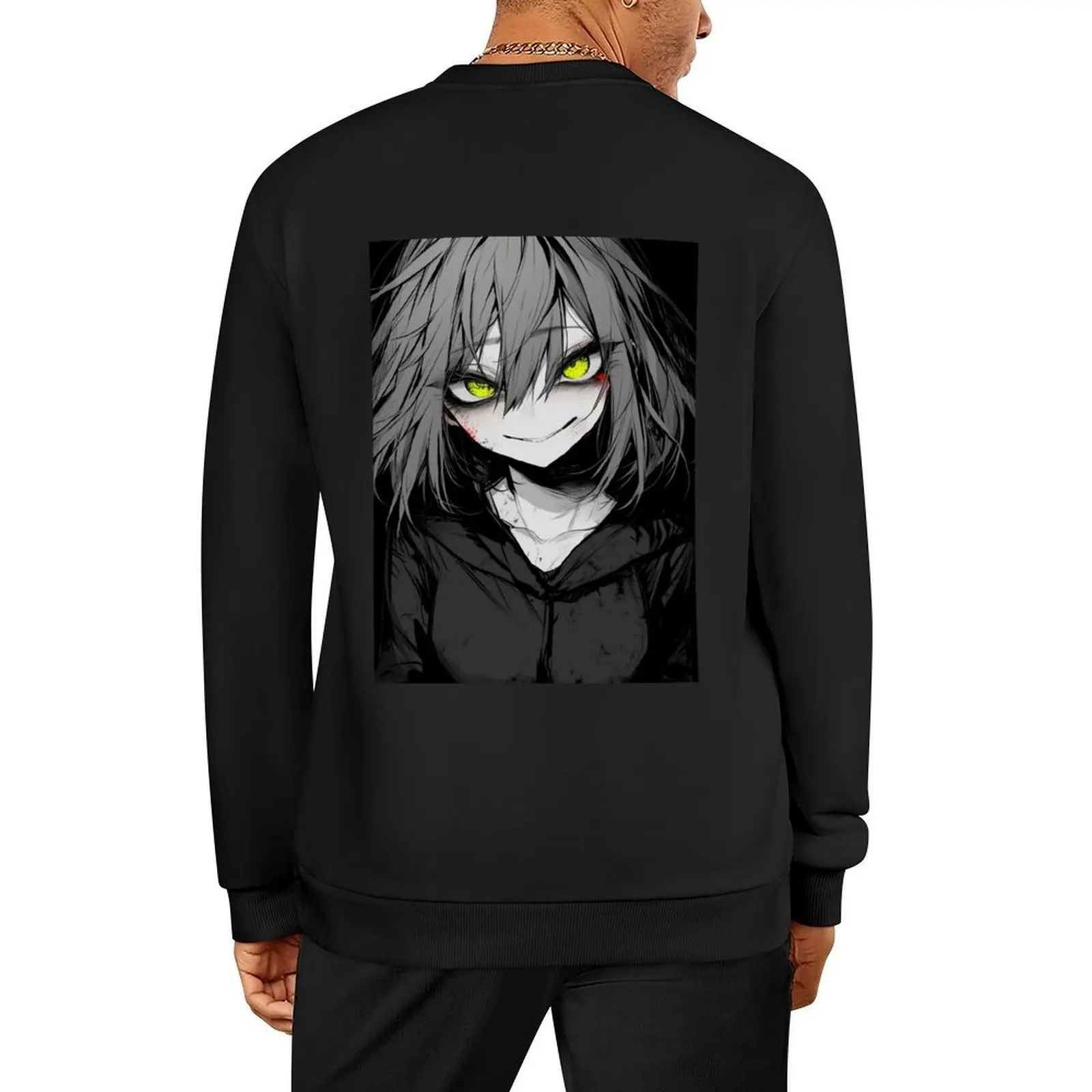

Creepy Pop Green Eye Glow Pullover mens clothes men's clothing anime clothes blouse sweatshirt