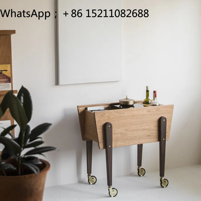 SCY high-footed storage cart, dining side cabinet, mobile side cabinet, storage collection cabinet, golden wheels.