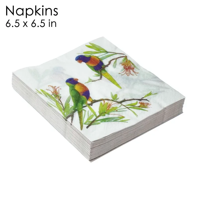 Magpie Branch Double Bird Square Napkin Flower Bird White Background Green Branches Wedding Party Supplies Decoration Placemats