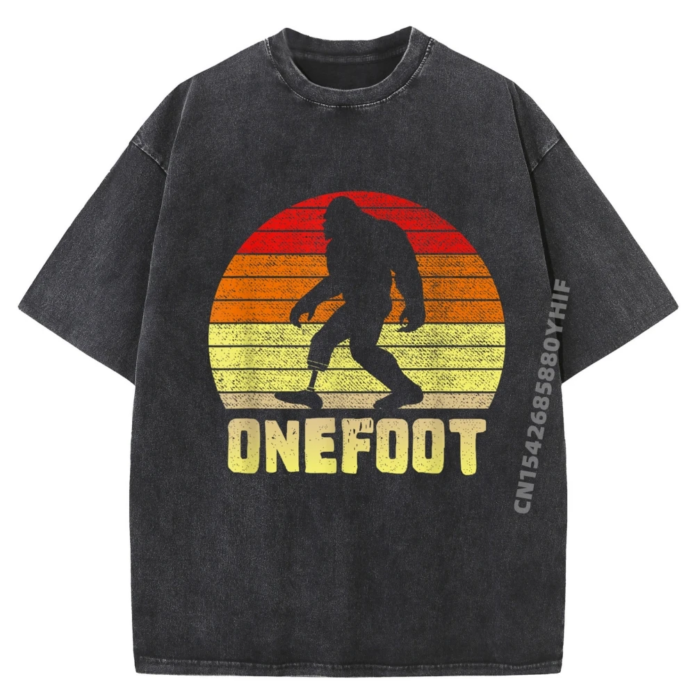 

Onefoot Leg Amputee Recovery Bigfoot Funny Retro Sunset Men Clothes Summer Mens T Shirt Retro Washed Tshirt Graphic Clothes