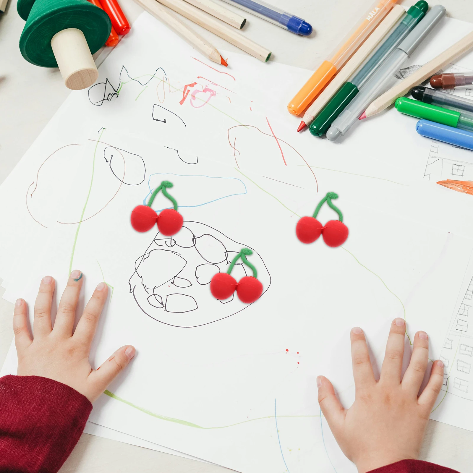 

30Pcs Simulation Fruit Erasers Cherry Design Small Erasers for Novelty Pencil Rubbers Fun Stationery Desks Pets Back to