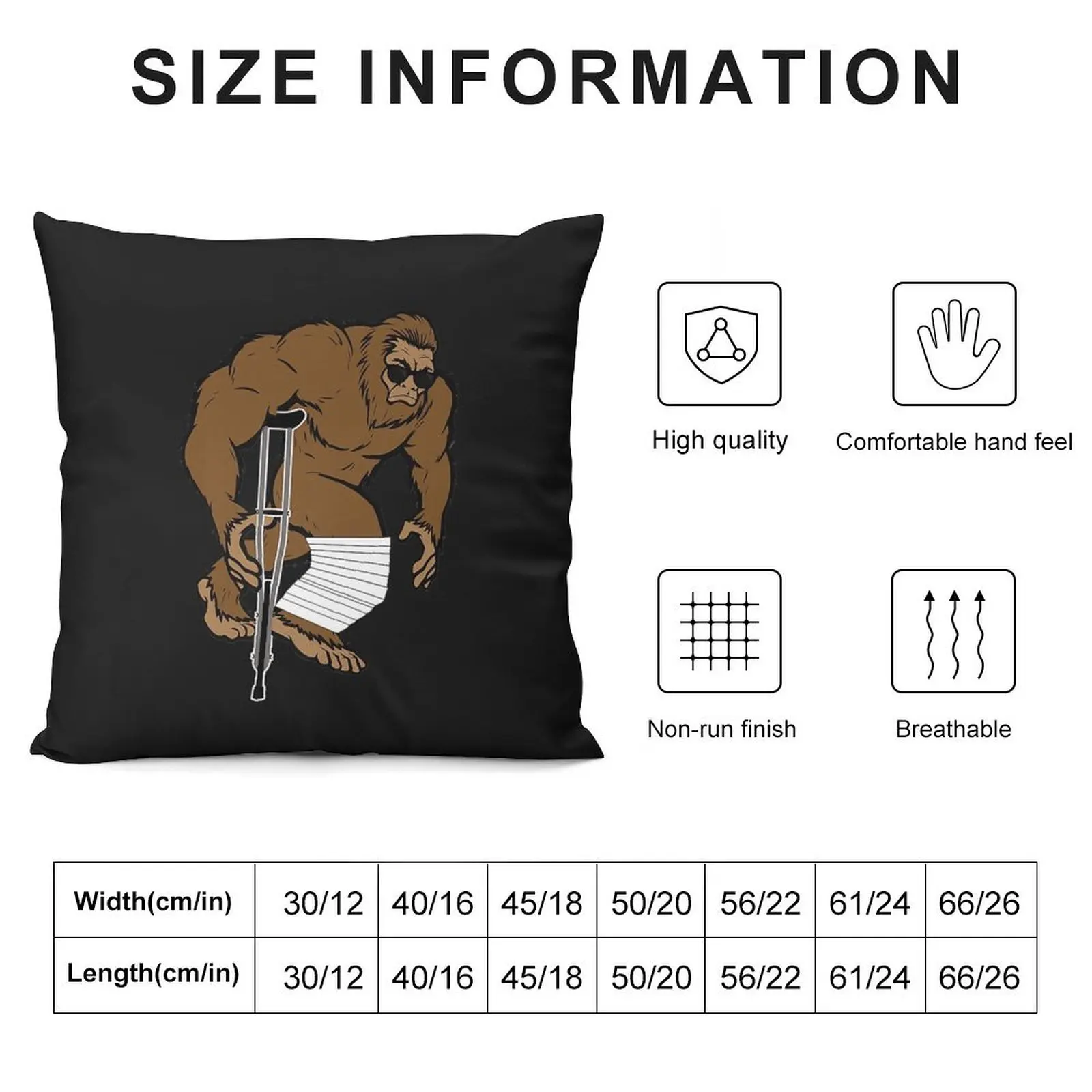 Funny Bigfoot Broken Leg Get Well Soon Gift Crutches Premium Throw Pillow Pillowcases Sofa Cushion Cover pillow