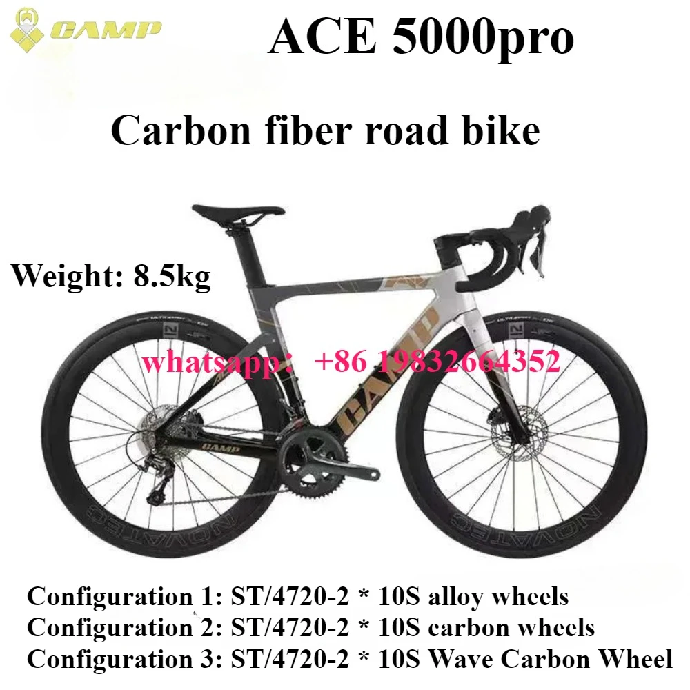 

CAMP2025ACE 5000pro Carbon Fiber Road Bicycle TIAGRA ST/4720-2*10S Hydraulic Disc Brake Suitable for Male and Female Racing Cars