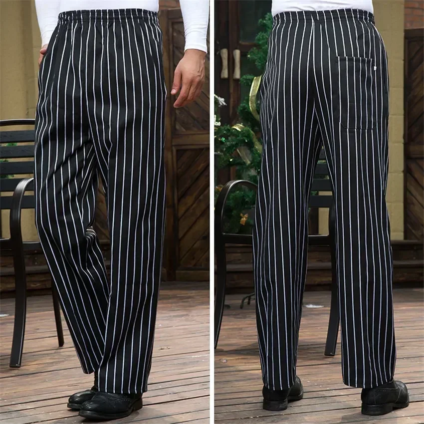 Pantaloni da cuoco salopette da cameriere pantaloni elastici da forno per Hotel per Zebra all'ingrosso ristorante uomo uomo uniforme