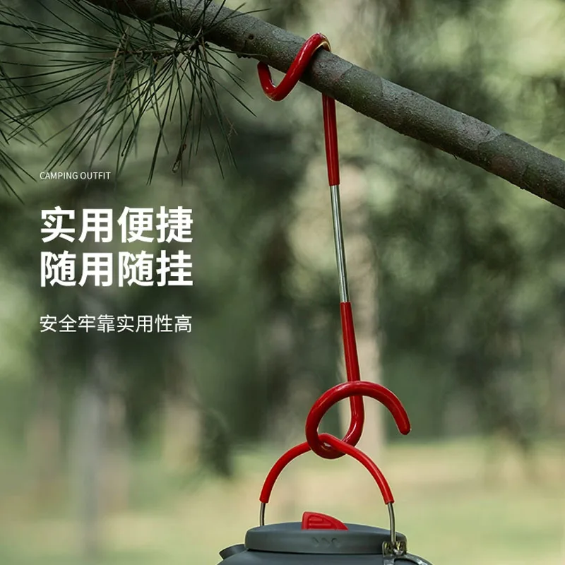 AOBT Outdoor Gas Lamp Hook Camping Multifunctional Metal Colorful Tent Lamp Pigtail Hook S Type Double-headed Storage Hook Holde