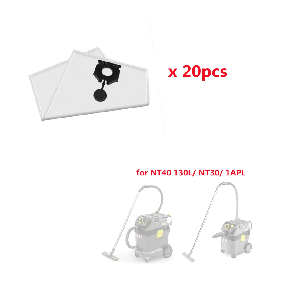 Bolsa de polvo no tejida de repuesto para aspiradora seca/húmedo de mano, bolsa antibacteriana gruesa para NT30/1APL/NT40 130L, 65x42cm, 20 piezas