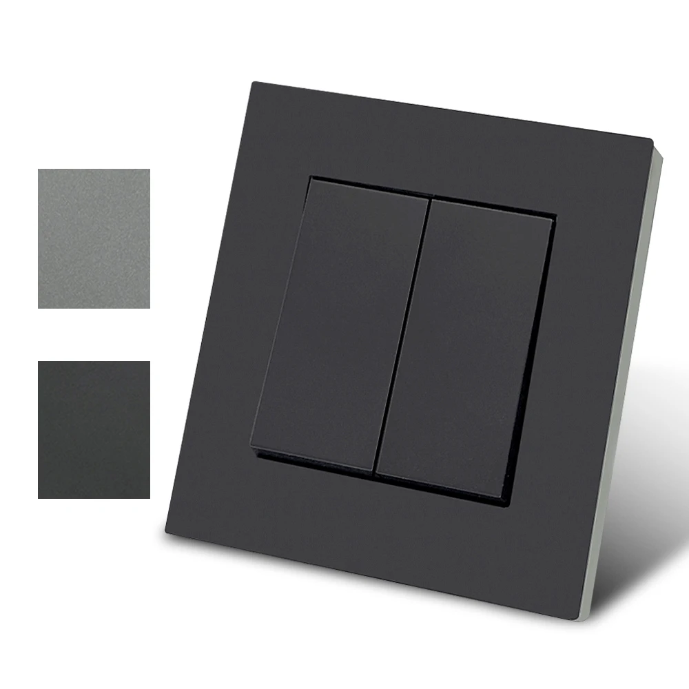 Black Classic 2 Gang 1 Way AC Spray Plastic Panel Wall Rocker Switch On/Off Button Light Switch EU Standard Flame Retardant Way