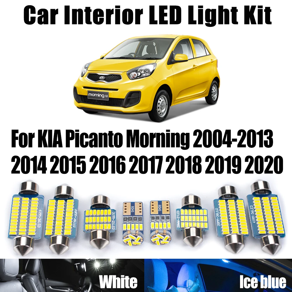 

Canbus LED Interior Dome Trunk Light Kit Number Plate Bulbs For KIA Picanto Morning 2004- 2017 2018 2019 2020 Car Accessories