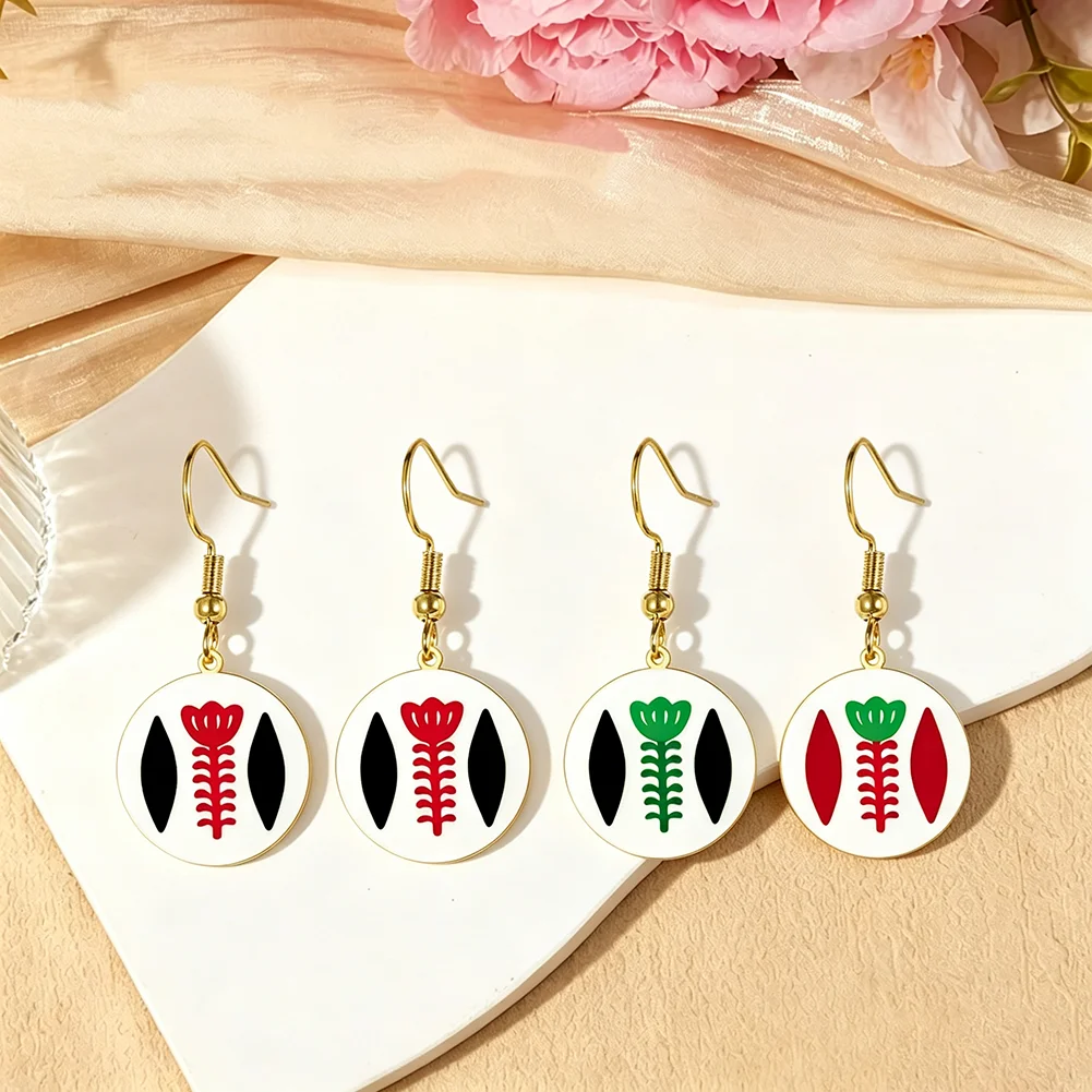 Lebanese Tea Cup Earrings Enamel Plant Flower Studs Arabic Jewelry Middle Eastern Earrings Bohemian Floral Drop Ear Jewelry Gift