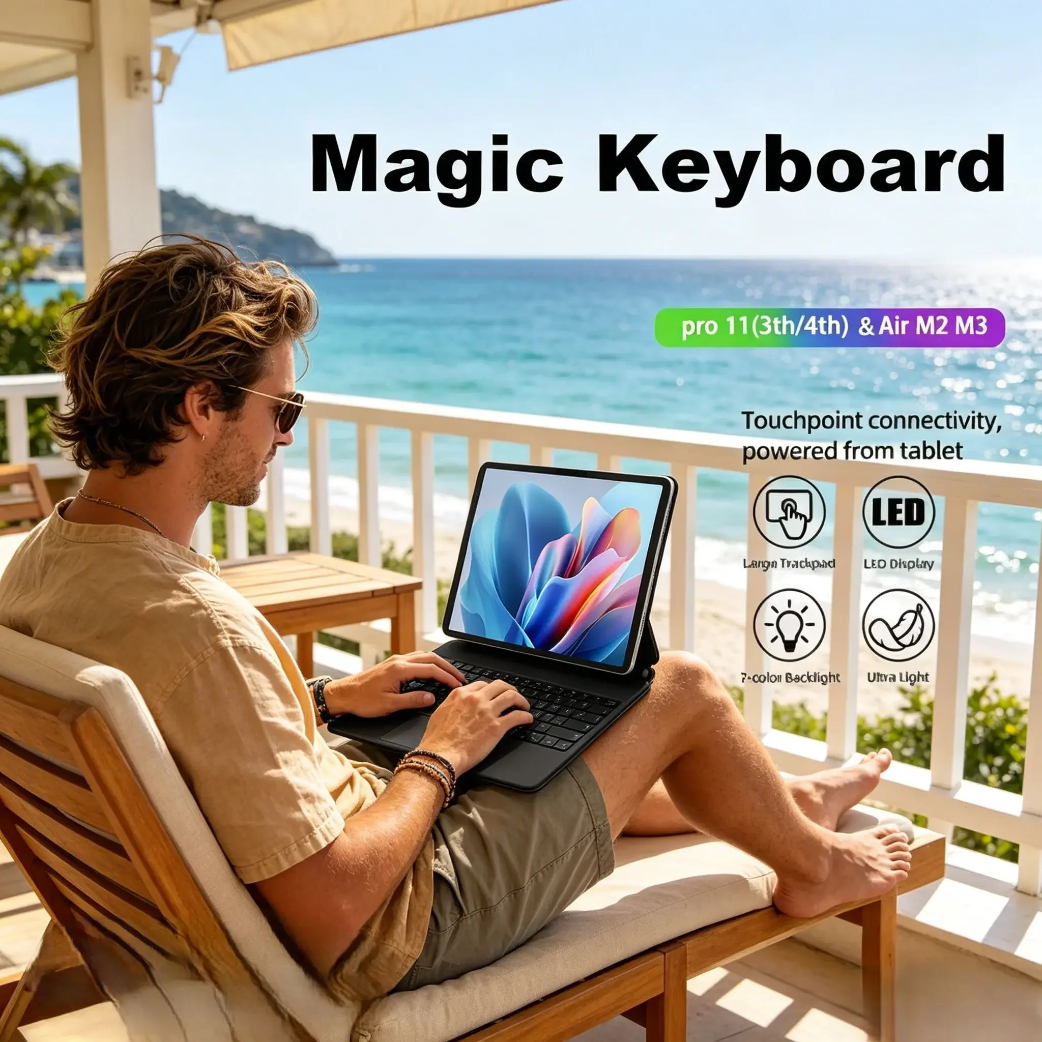 

Smart Pogo Pin Keyboard Case with Trackpad for IPad Air 11 2025 M3, IPad Air 10.9 11 2024, IPad Pro 11 4th/5th Gen