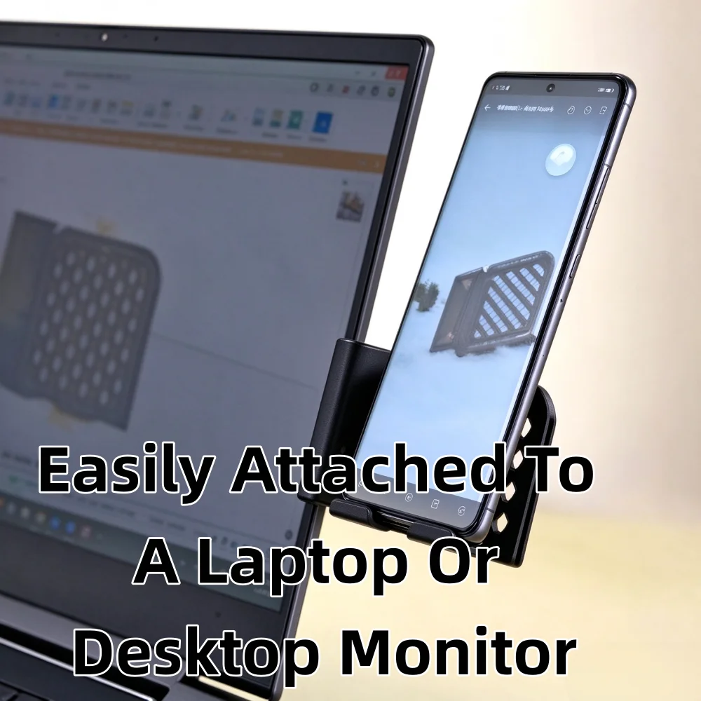 Monitor Phone Holder Universal Adjustable Monitor Phone Clip Stand Foldable Anti Slip Stable Multi Angle