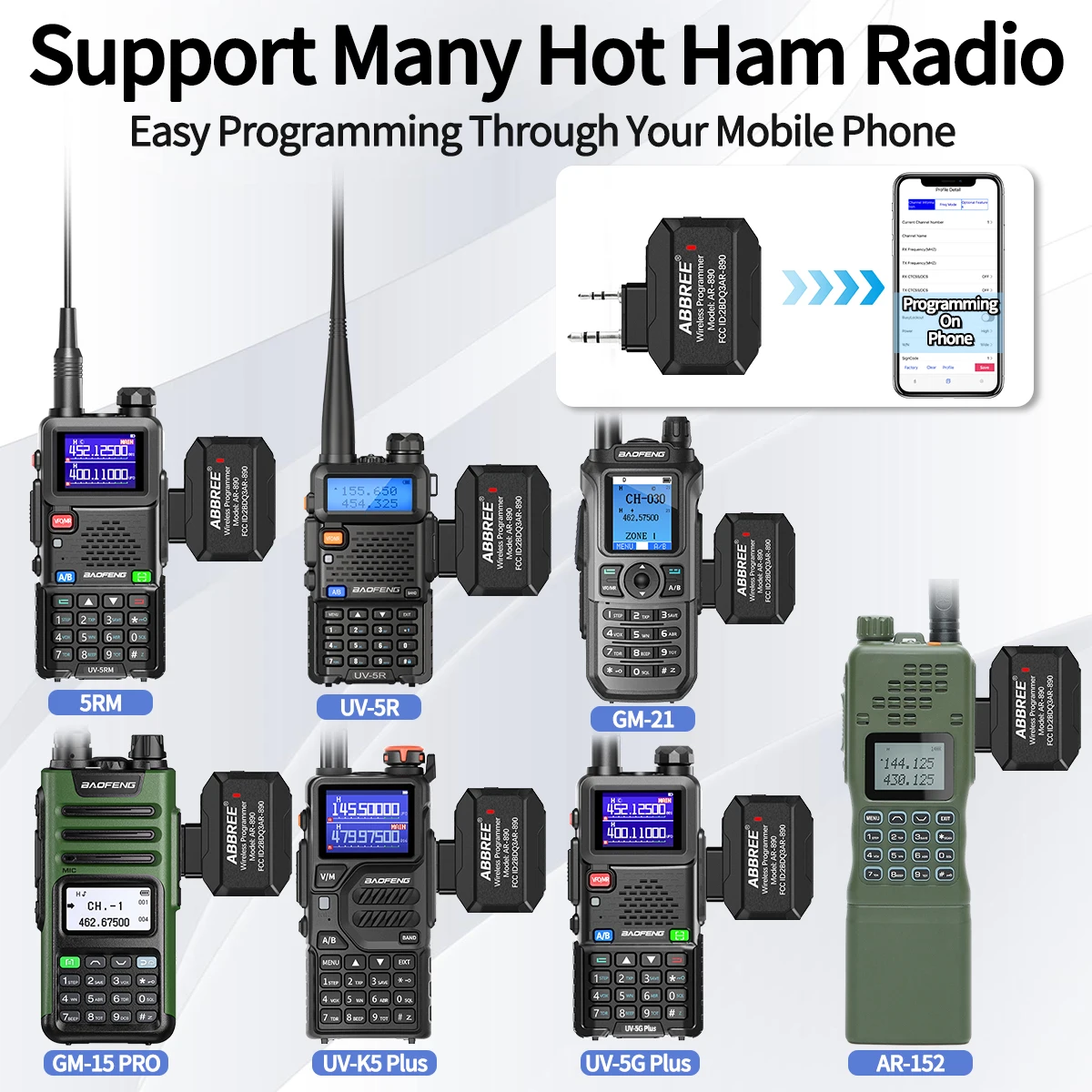 Беспроводной программатор Bluetooth, подключи и работай, программирование мобильного приложения для Baofeng Walkie Talkie UV-5R BF-888S PRO Quansheng UV-21