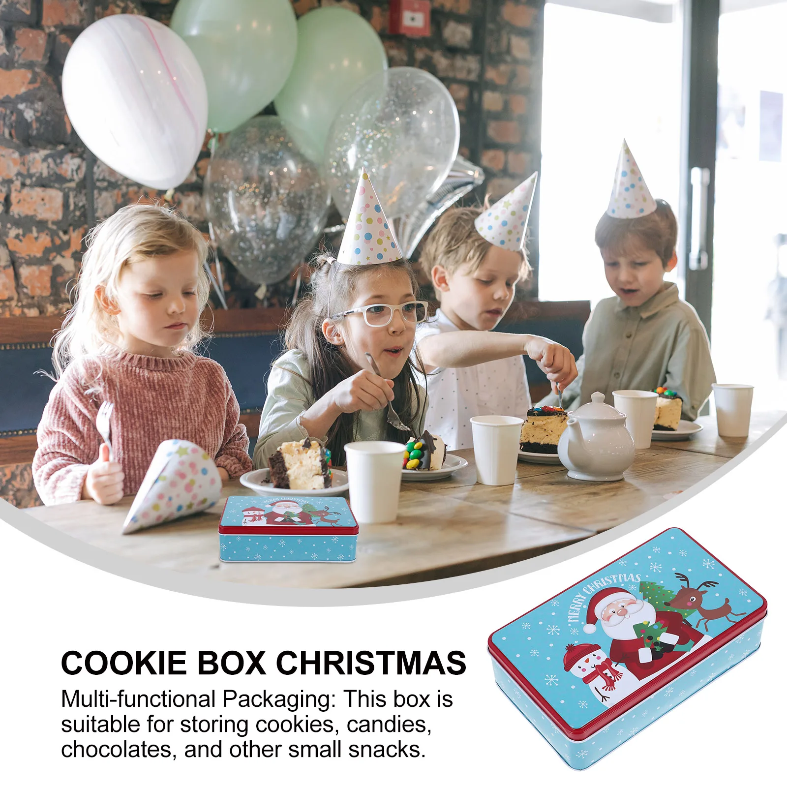 

Sturdy Christmas Tinplate Gift Candy Container For Cookies Chocolates Storage Treats Packaging Small Portable Cookie Tin