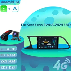 Android 14 Navigation Screen For Seat Leon 3 2012-2020 Left Hand Drive Car Radio 5G Multimedia 4G GPS Wireless BT Carplay Screen