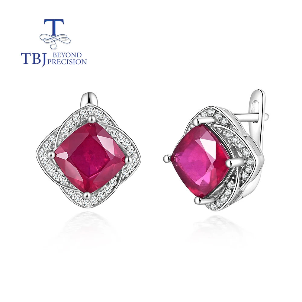 1 Pair of light luxury ruby natural gems with 925 sterling silver women's earrings jewelry Gift for Mom