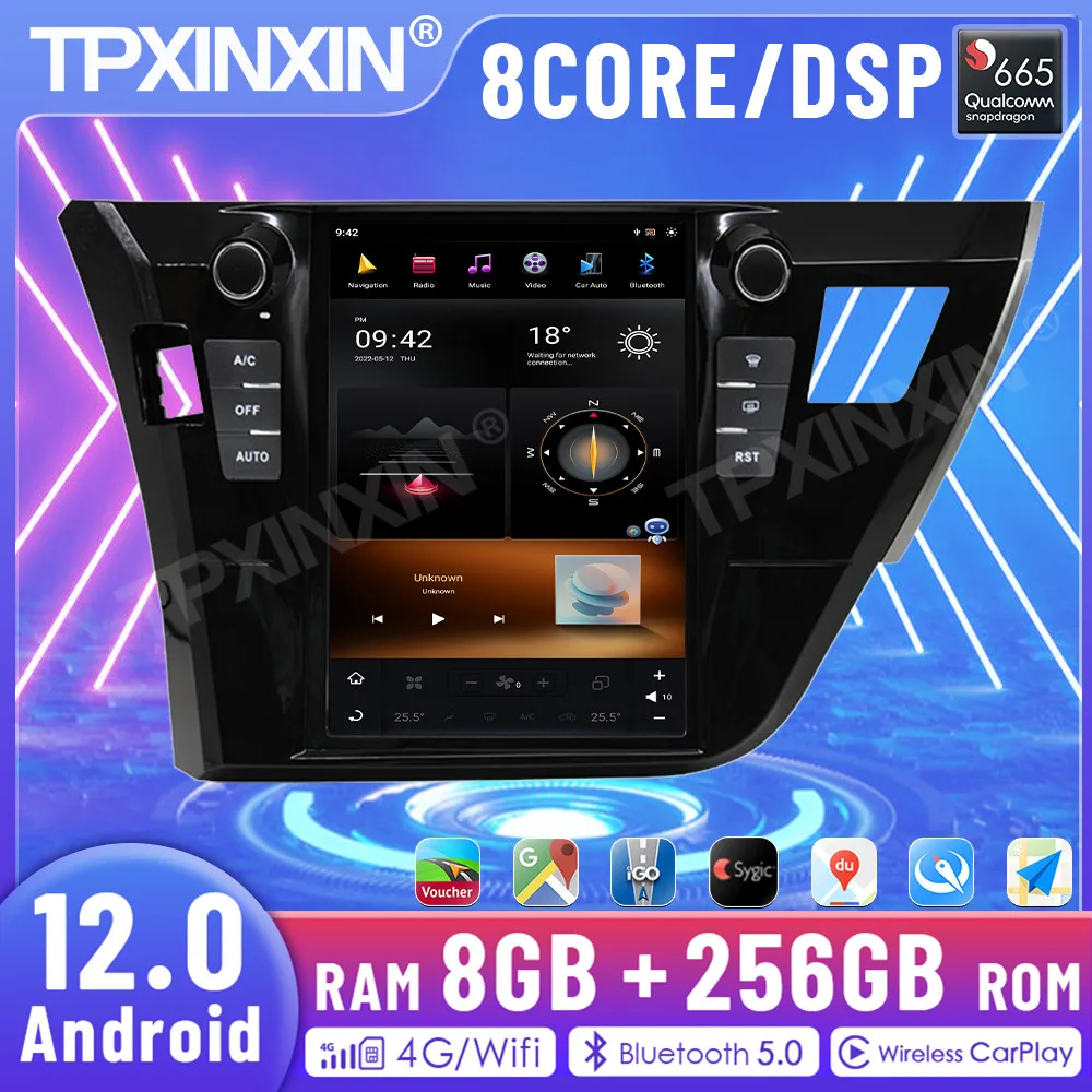 

For Toyota Corolla 2014 2015 2016 Android 12 8+256 Car Multimedia Audio Radio Player GPS Navigation Head Unit DSP Carplay