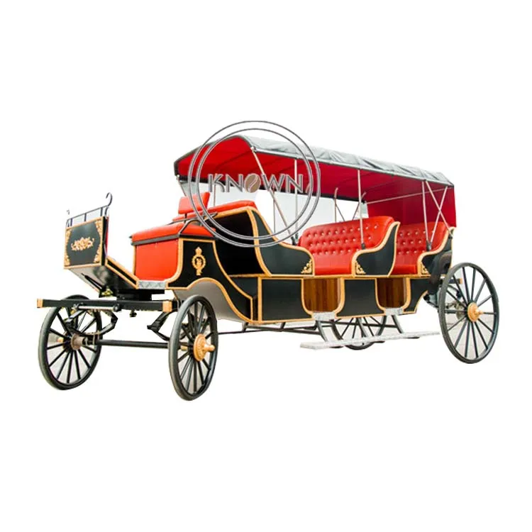 2022 Eouope Electric Sightseeing Horse Carriage with 3 Rows Attraction Exhibition Carriage Royal Wedding Horse Cart for Sale