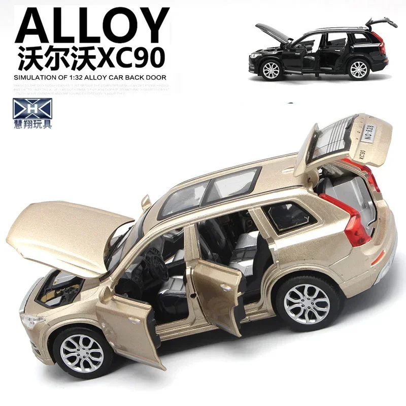 Free delivery 1:32 Diecast Cars Volvo XC90 Model Toy Openable Doors Pull Back Music Light Car Toys for kids children