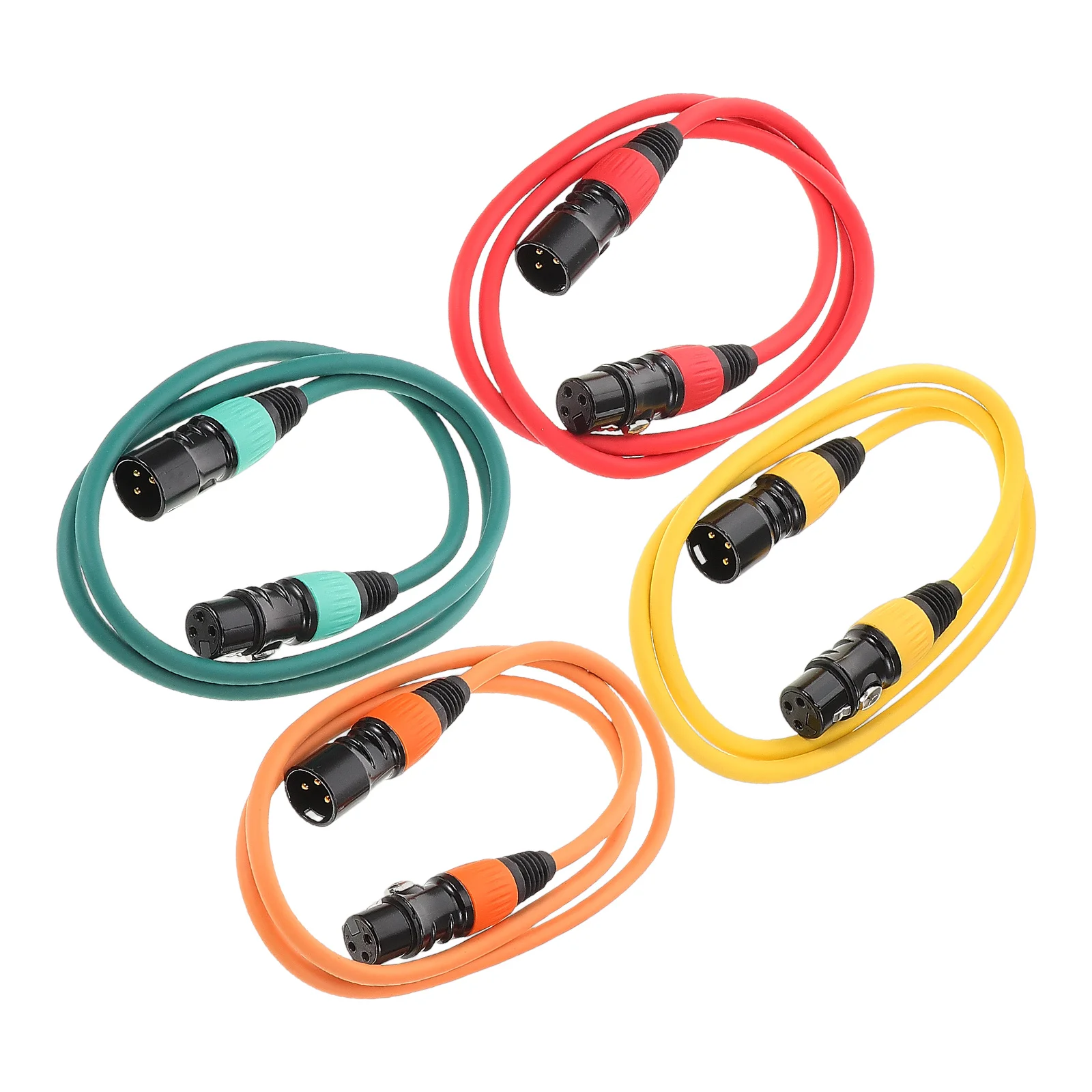 

4 Pcs Audio Line Microphone Cable Cord Set for Speaker Zinc Alloy Male to Female