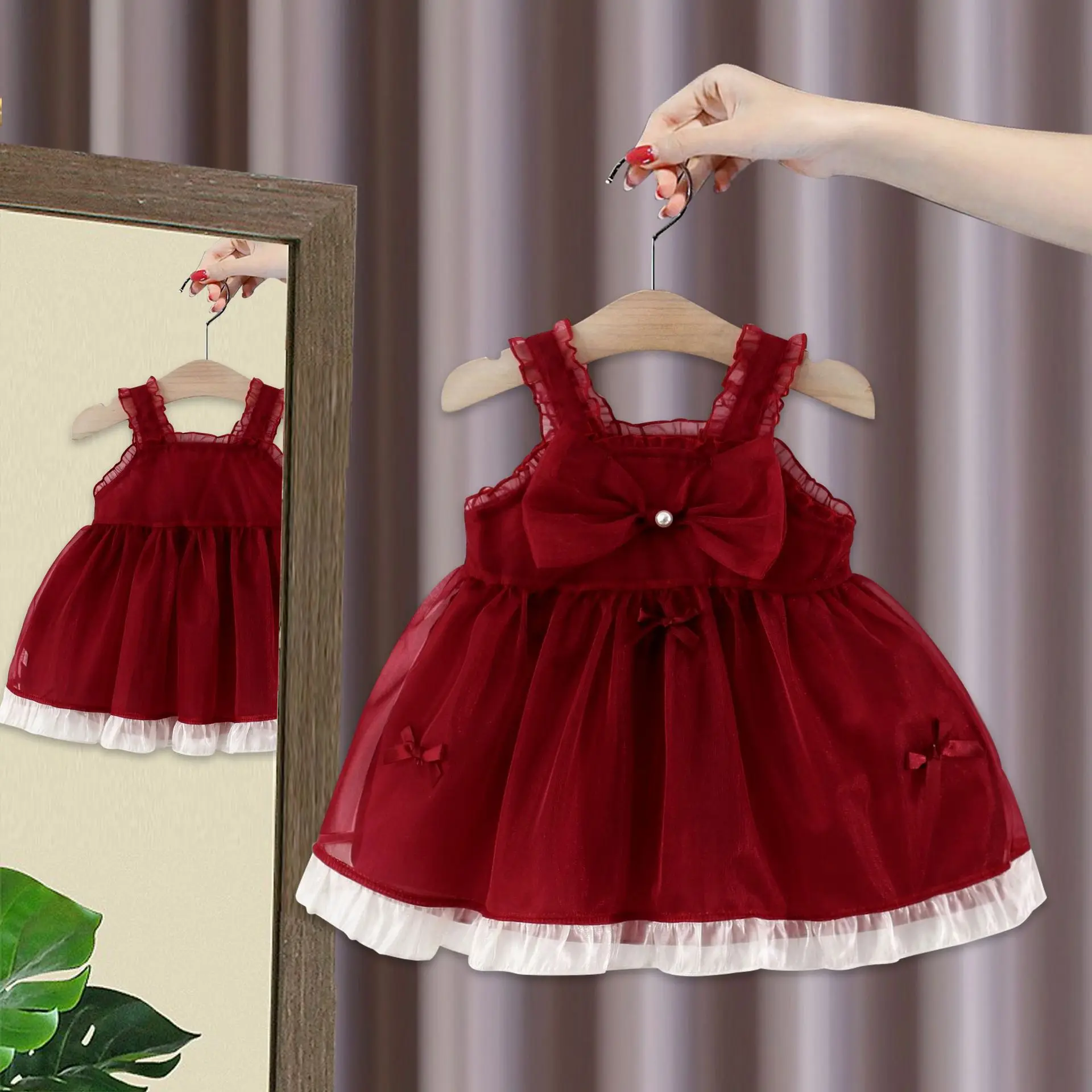 Children's Clothing Girls Korean Version Bow Suspender Skirt Baby Girl Cute Dress Fashion Vest Skirt Fashion