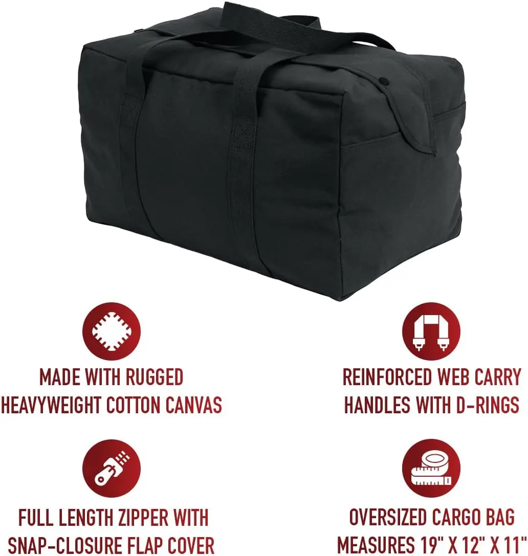 Canvas Small Parachute Cargo Bag, Black