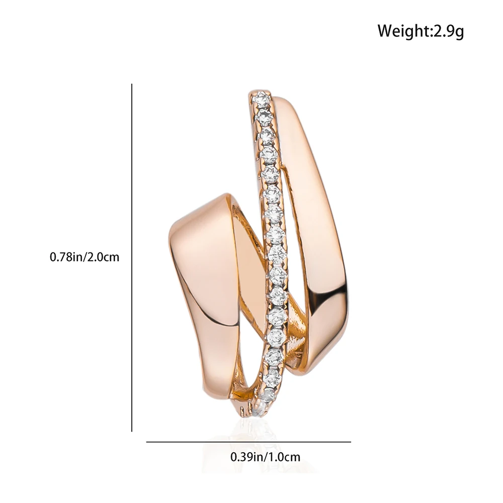 French Style Lines Zircon Stud Earrings Ladies Luxury Classic Fashion Jewelry Accompanies Banquet Shiny Gifts for Friends Family