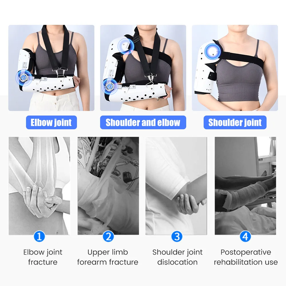 Ellenbogenstütze zur Rehabilitation, verstellbare Armverletzungs-Genesungsstütze, Stabilisator mit Schlinge zur Fixierung von Ellenbogen- und Schulterfrakturen