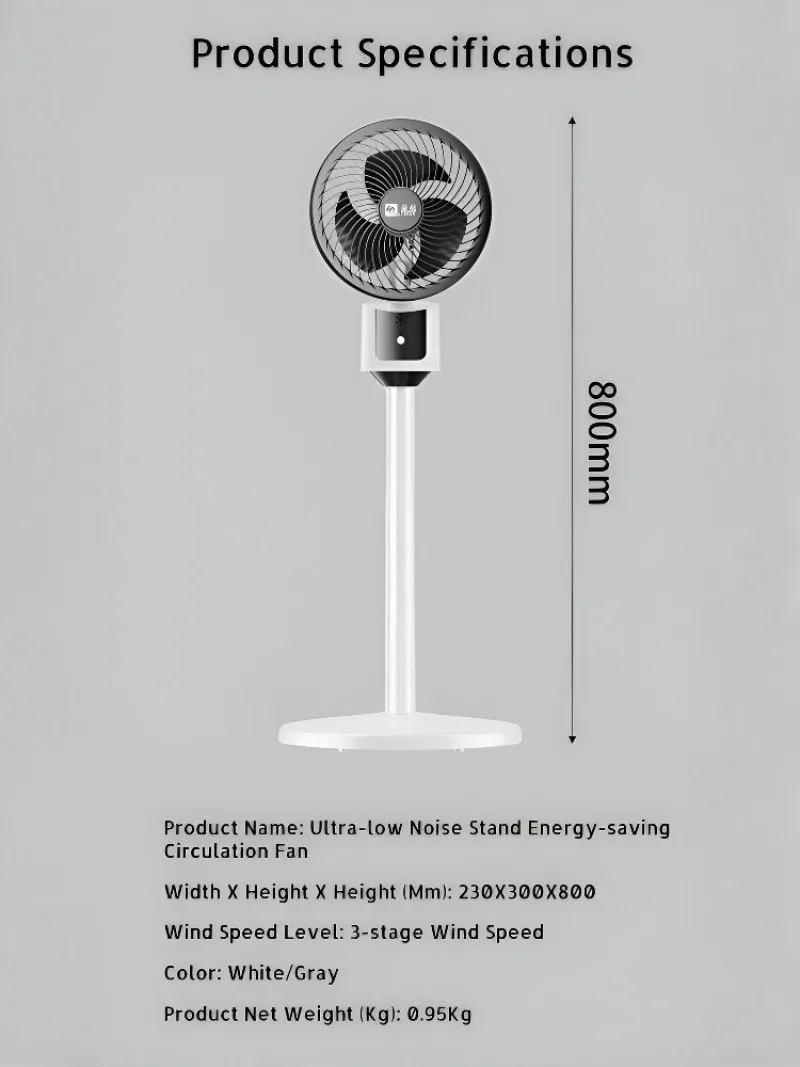 Ultra-Quiet Floor-Standing Fan Energy-Saving Air Circulation Fan 3 Speed Turbo Silent Stand Fan Adjustable Floor Fan Home Office image 6