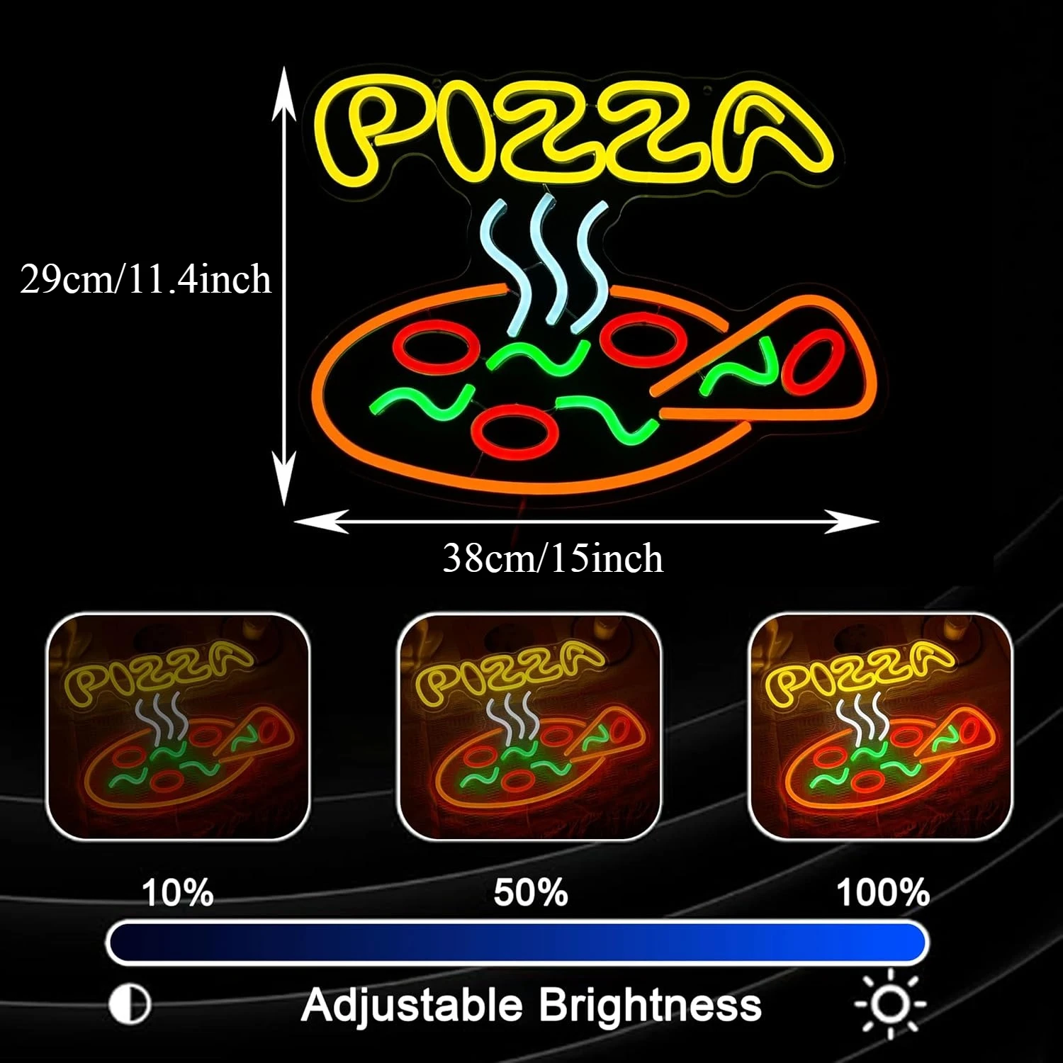 Pizza Neon Sign USB Dimmable LED Neon Light for estaurant Art Wall Store Home Kitchen Party Decoration Business LED Sign
