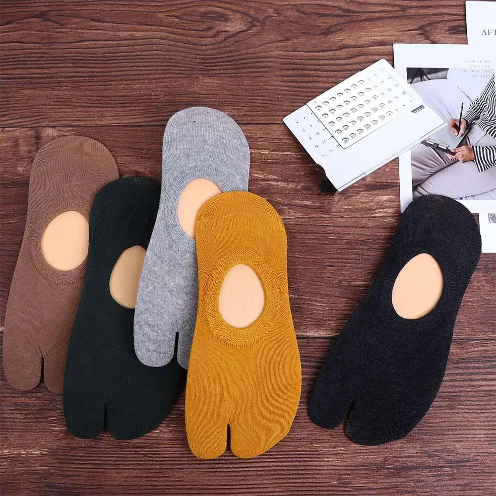 Calcetines de algodón suave para hombre, medias transpirables de estilo japonés con punta dividida, de tubo corto, para verano