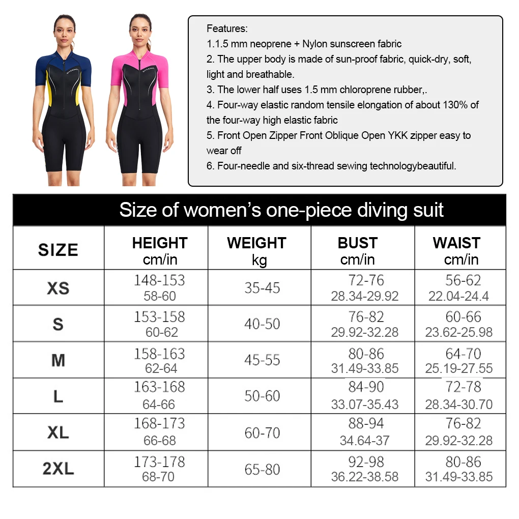 1.5mm Wetsuits Couple Diving Suit with Front Zip Surf Suit Men's yellow L