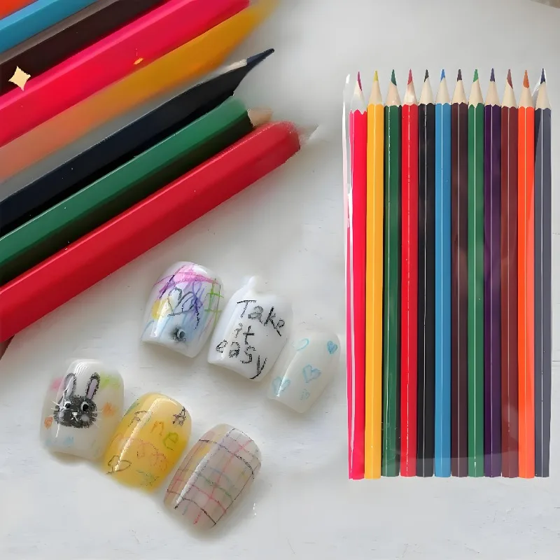 12pcs/Set Pencil Graffiti Nail Art Lead Hand-painted Nail Art DIY Painting Brush Nail Tools Hand-painted DIY Line Tools Manicure