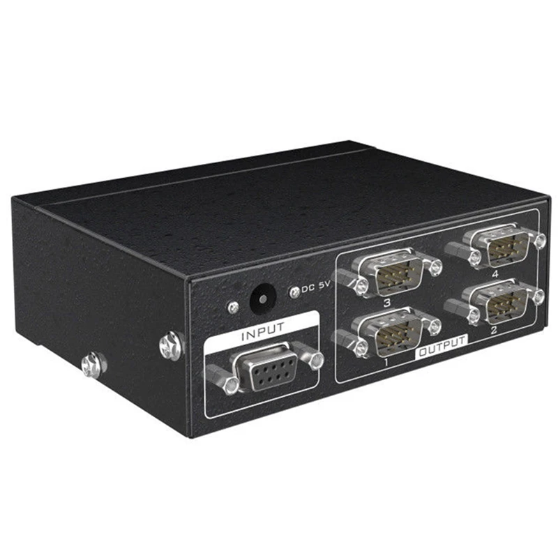 MT-RS104 Active Serial RS232 Splitter 1 to 4 RS232 Bi-Direction Switcher Splitter 4 to 1 with Power Adapter-US Plug-ABFT