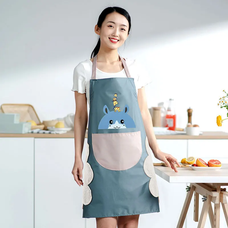 Cute Kitchen Apron for Women Waterproof and Oil Proof with Hand-Wiping Cover Wholesale