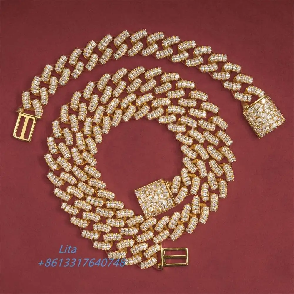 Luxury Hip Hop Jewelry Luxury 925 Sliver Gra Certificate Marquise Cut Iced Out Wholesale Diamond Vvs Cuban Link Chain.