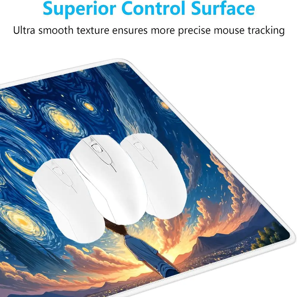 Fantasy Starry Sky Animation Boy Mouse Pad Large Gaming Mousepads Non-slip Laptop Tablet Pads Mat PC Desk Accessory Aesthetic