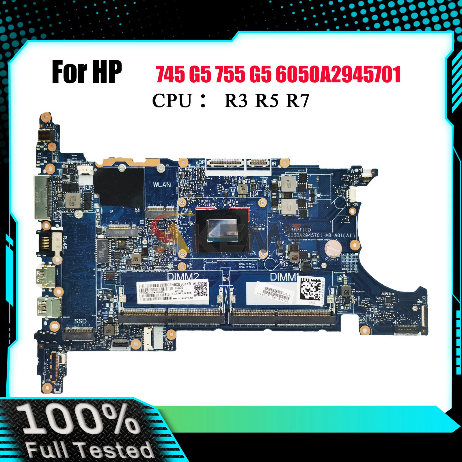

6050A2945701 For HP EliteBook 745 G5 755 G5 Laptop Motherboard L21936-001 L21937-001 With R3 R5 R7 CPU DDR4 100% Fully Tested