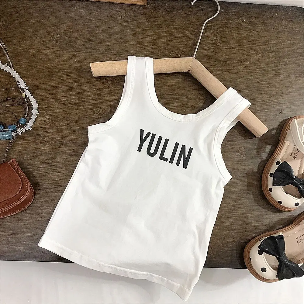 0-7Y Children\'s Clothing Set Summer New Girl Baby Cotton Letter Tank Top T-shirt Overall Pant Two Piece Set Korean