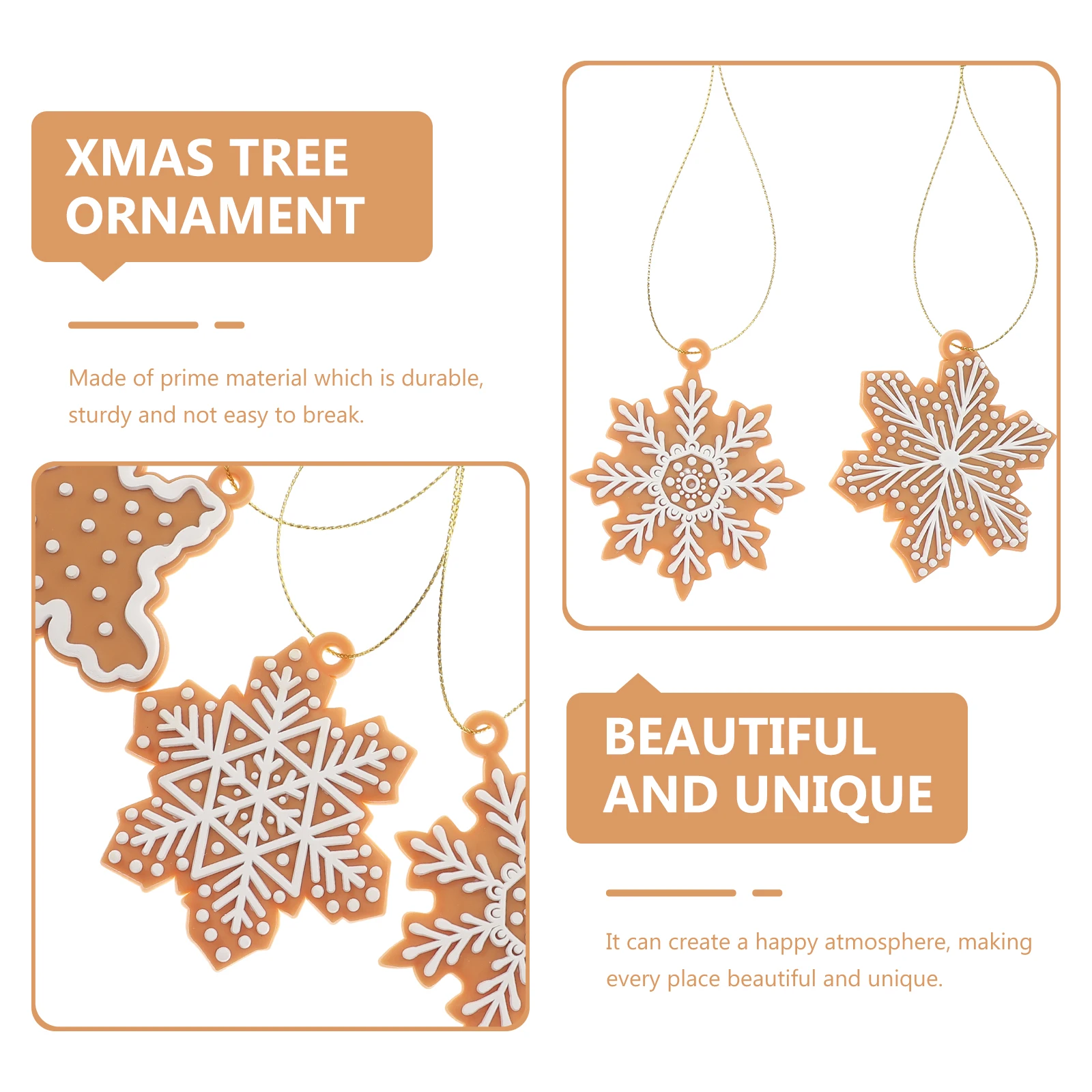 

20pcs Christmas Gingerbread Snowflake Hanging Ornament Xmas Tree Snowflake Pendant Snowflake pattern prop Chrismas Party Supply