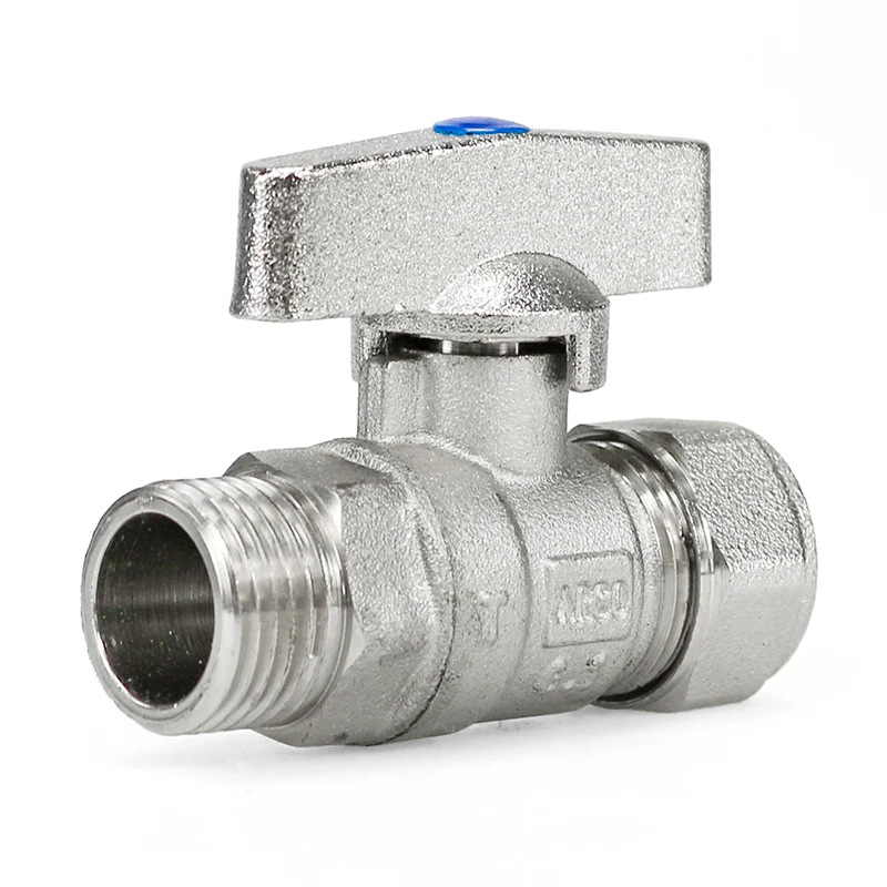 Male Thread PEX Aluminum Plastic Pipe Manual Butterfly Handle Brass Ball Valve