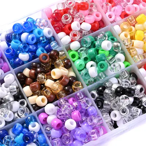 6x9mm Bunte Mix Stil Große Loch Perlen Acryl Pony Lose Perlen für DIY Armband Halskette Herstellung handwerk Mädchen Haar Perlen