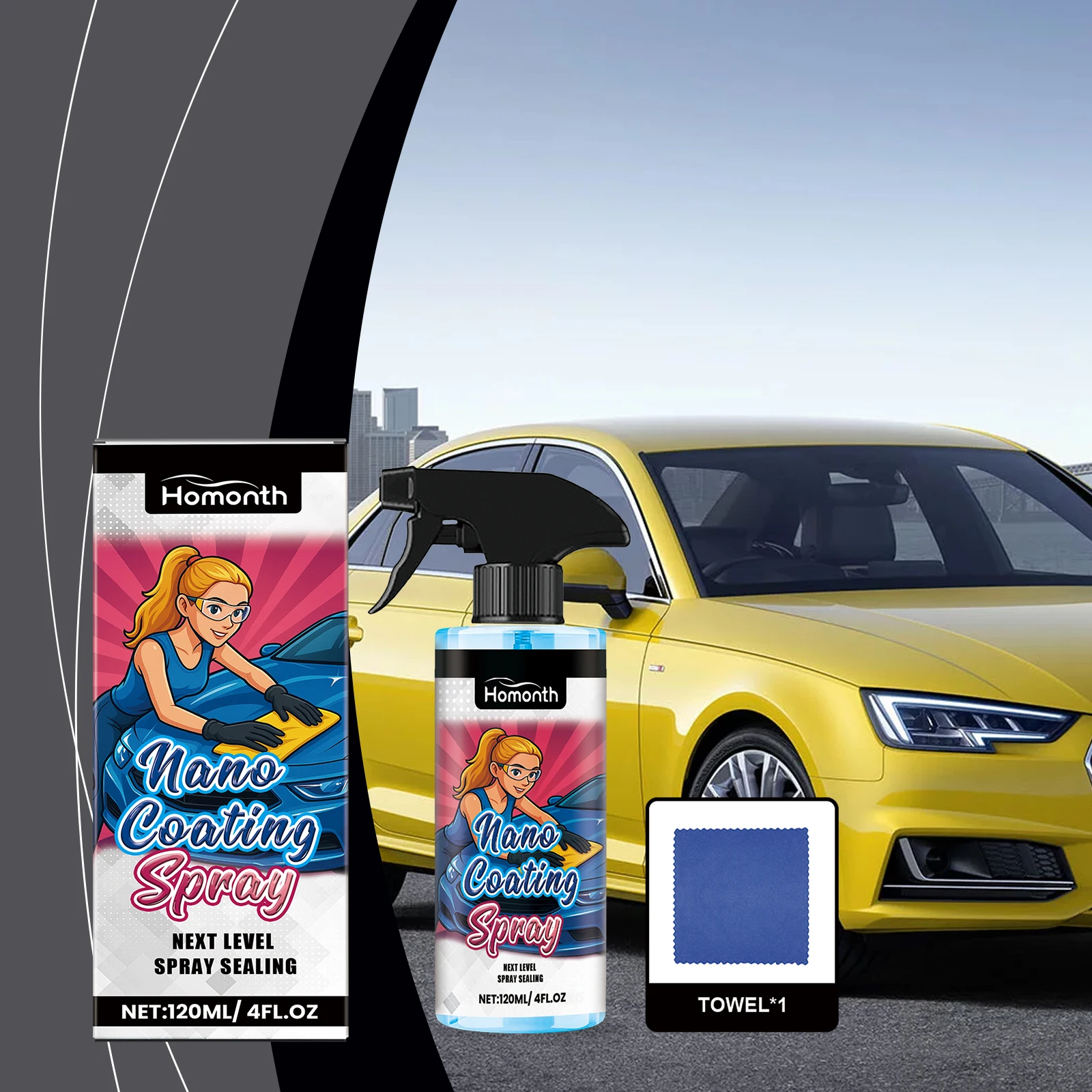 

Car Nano Coating Spray Kit - Mirror Shine Paint Protection, Waterproof & Gloss Enhancer for Easy DIY Car Detailing