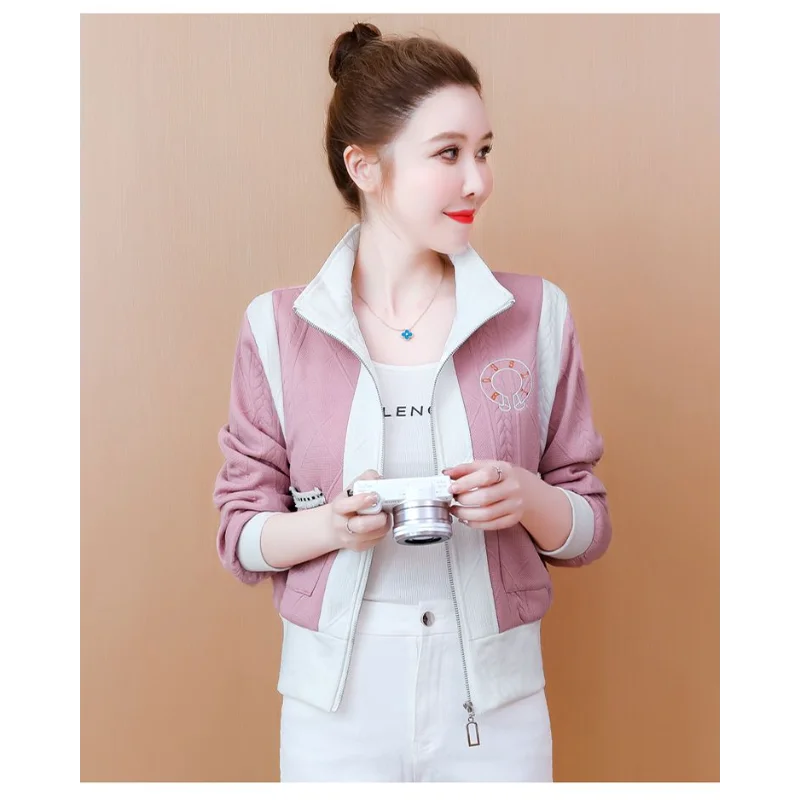 الخريف معطف قصير المرأة 2025 جديد الكورية عادية كل مباراة سترة أنيقة تحمل شعار لعبة البيسبول أعلى النمط الأجنبي زي بيسبول #4