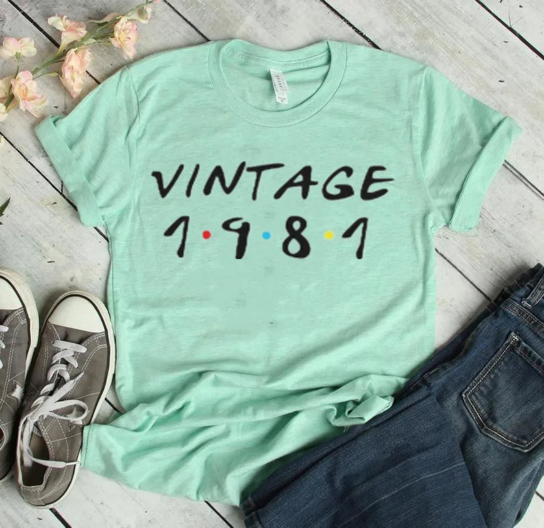 41th birthday shirt Shirt vintage 1981 tshirt Personalized gift Gift For Women Man 100% cotton Streetwear Unisex Drop shipping