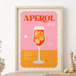 Nordic Retro Poster Aperol Spritz Cocktail Print Canvas Painting Minimalism Modern Colourful Wall Art Picture Kitchen Home Decor