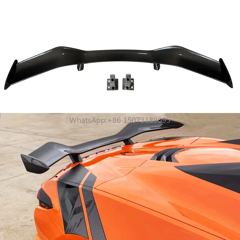 

Wet Carbon Fiber Rear Trunk Wing for Corvette C8 Z06 Single Deck Ducktail Rear Spoiler Wing